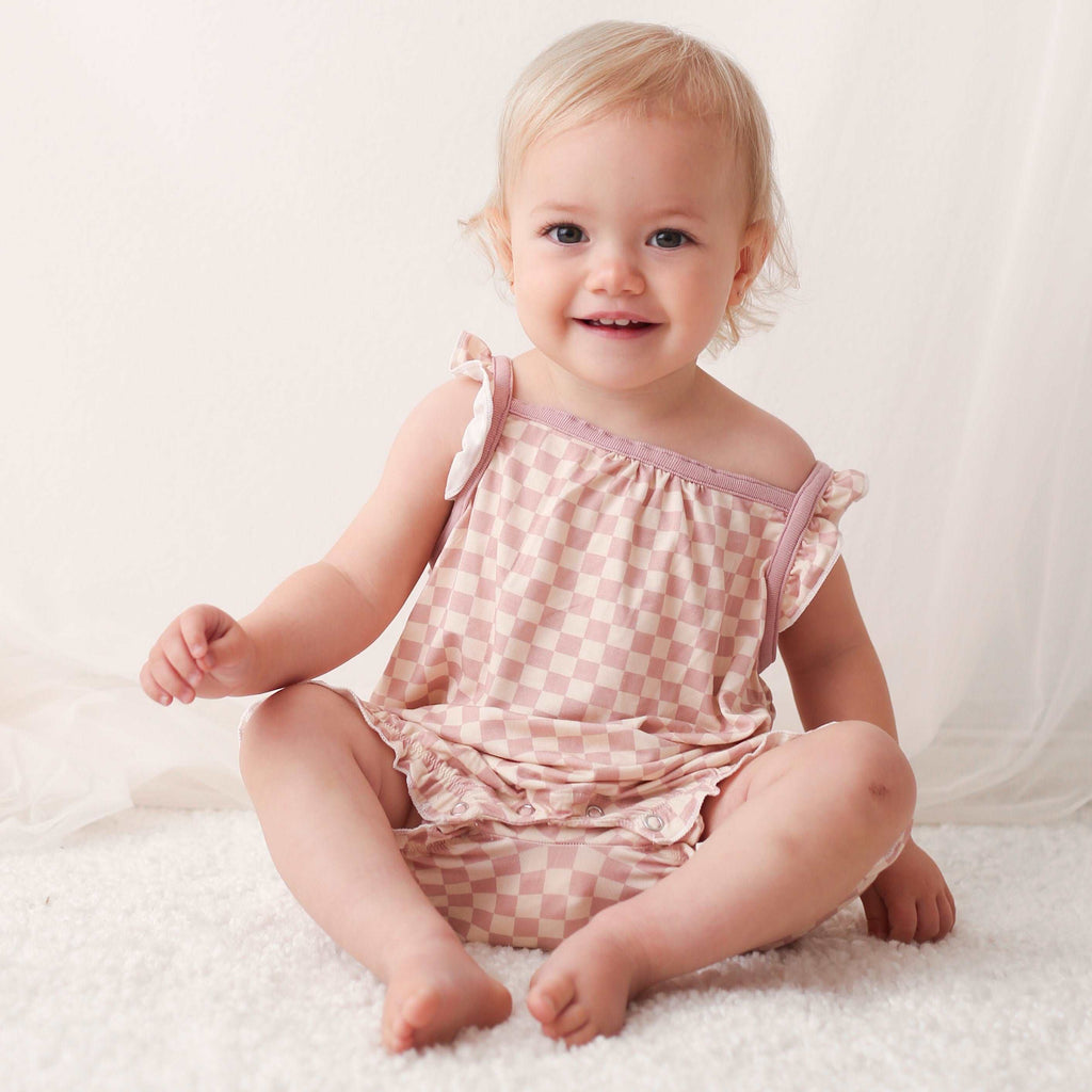 Checkers in Pink Bubble Romper