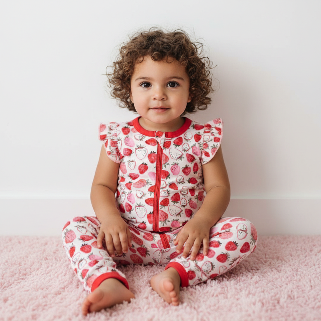 Strawberry Fields Flutter Romper