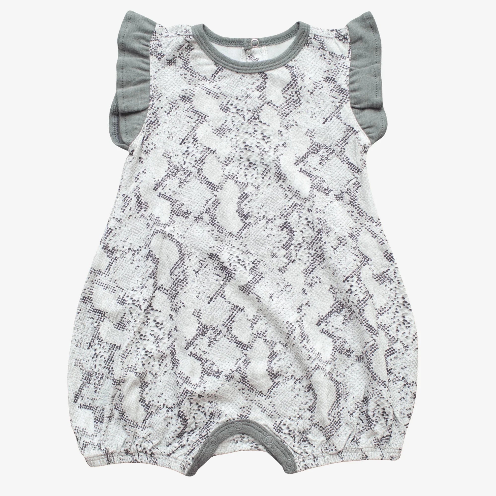 Bestaroo - Snake Print Grey Flutter Romper