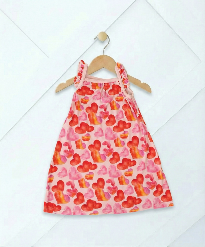 Love Hearts Flutter Sleeve Dress - Bestaroo