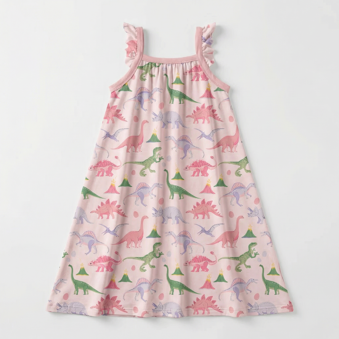 Rosy Rex Flutter Sleeve Dress