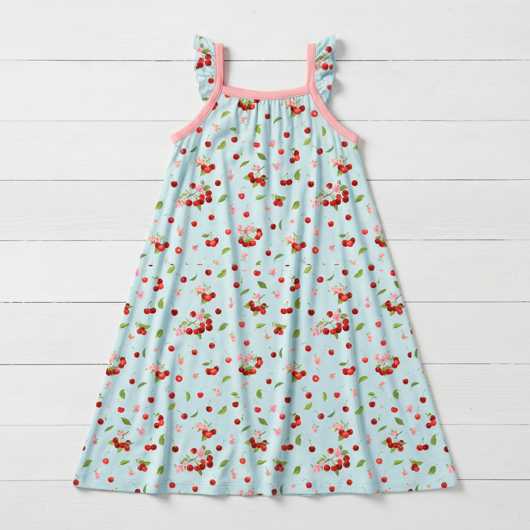 Cherry Kiss Flutter Sleeve Dress