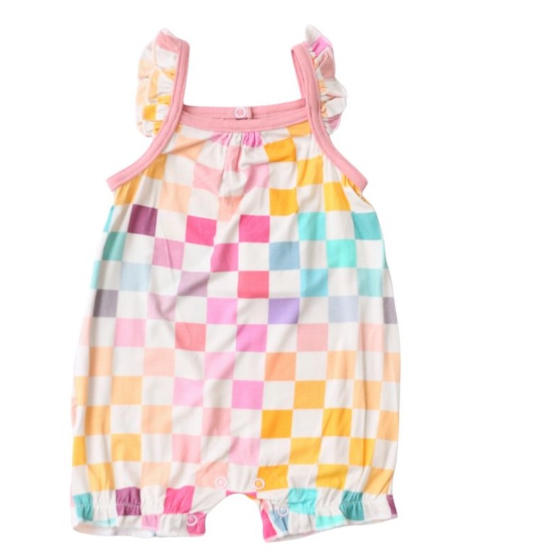 Pink Easter Checks Bubble Romper