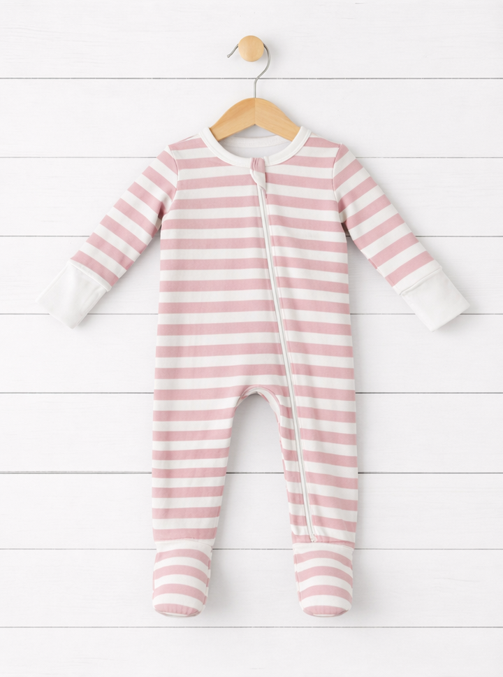 Blush Stripes Footie
