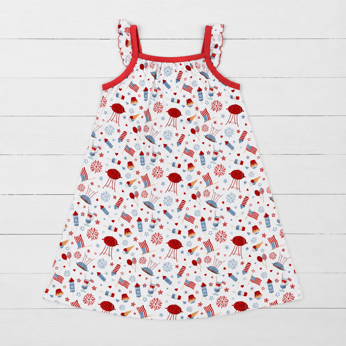 Stars & Stripes Flutter Sleeve Dress - Bestaroo