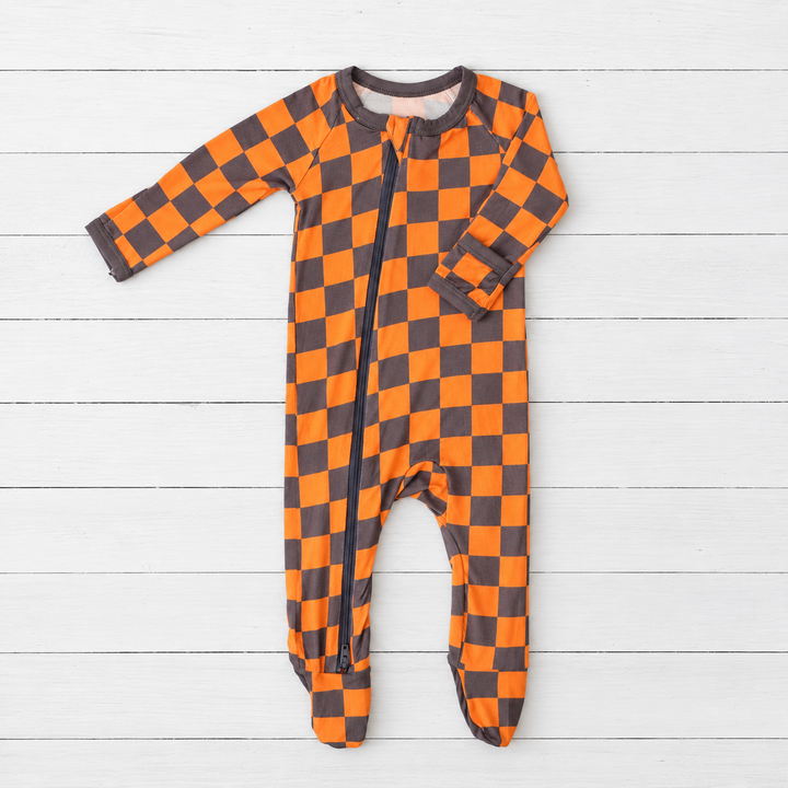 Pumpkin Plaid Footie