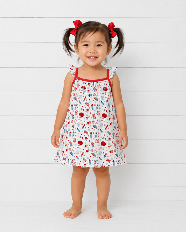 Stars &amp; Stripes Flutter Sleeve Dress