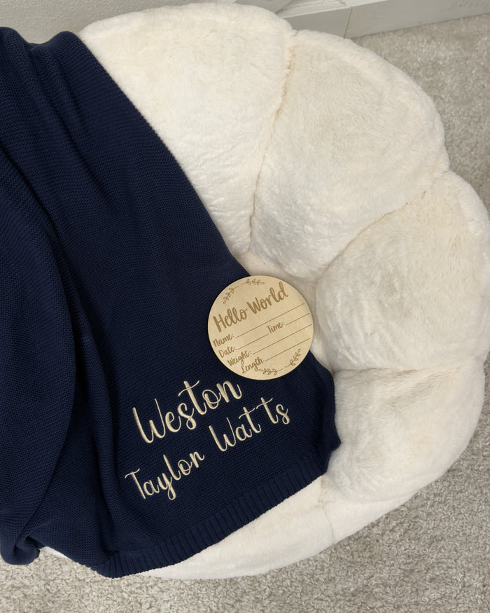 Embroidered Knit Blanket