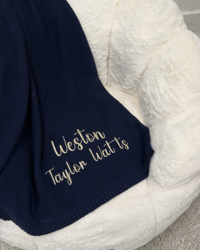 Embroidered Knit Blanket