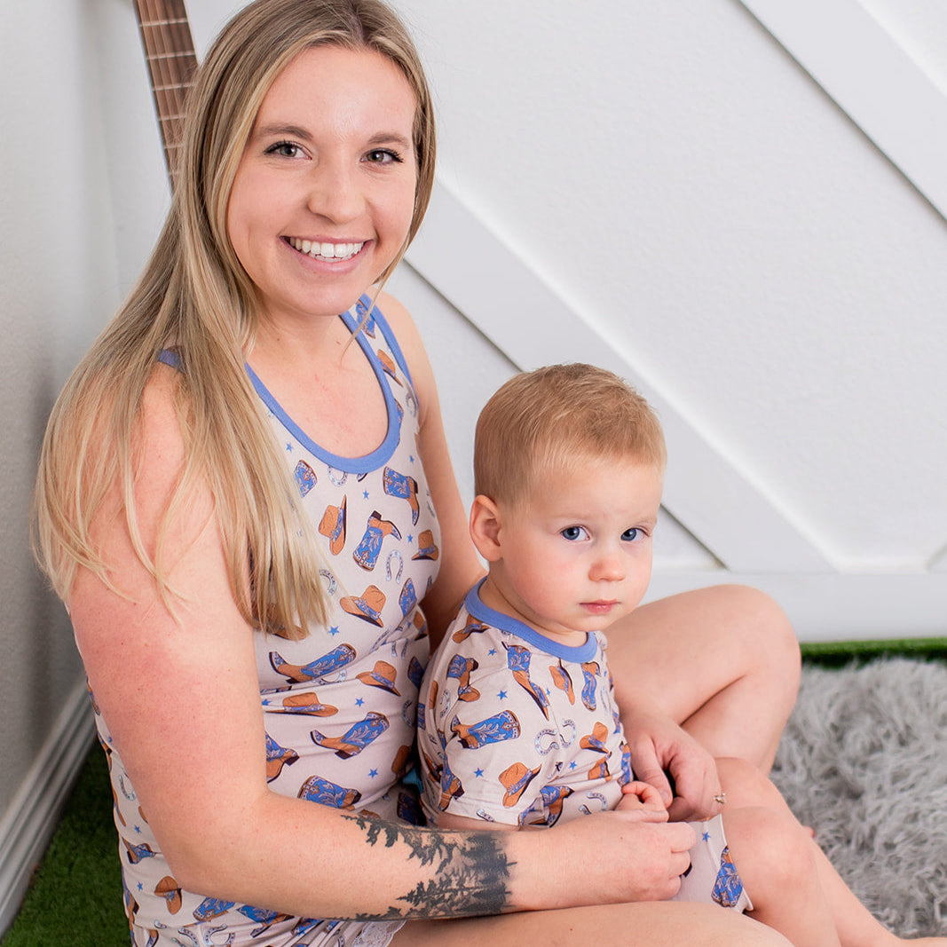 Cuddle Up Cowboy Mom Shorts set