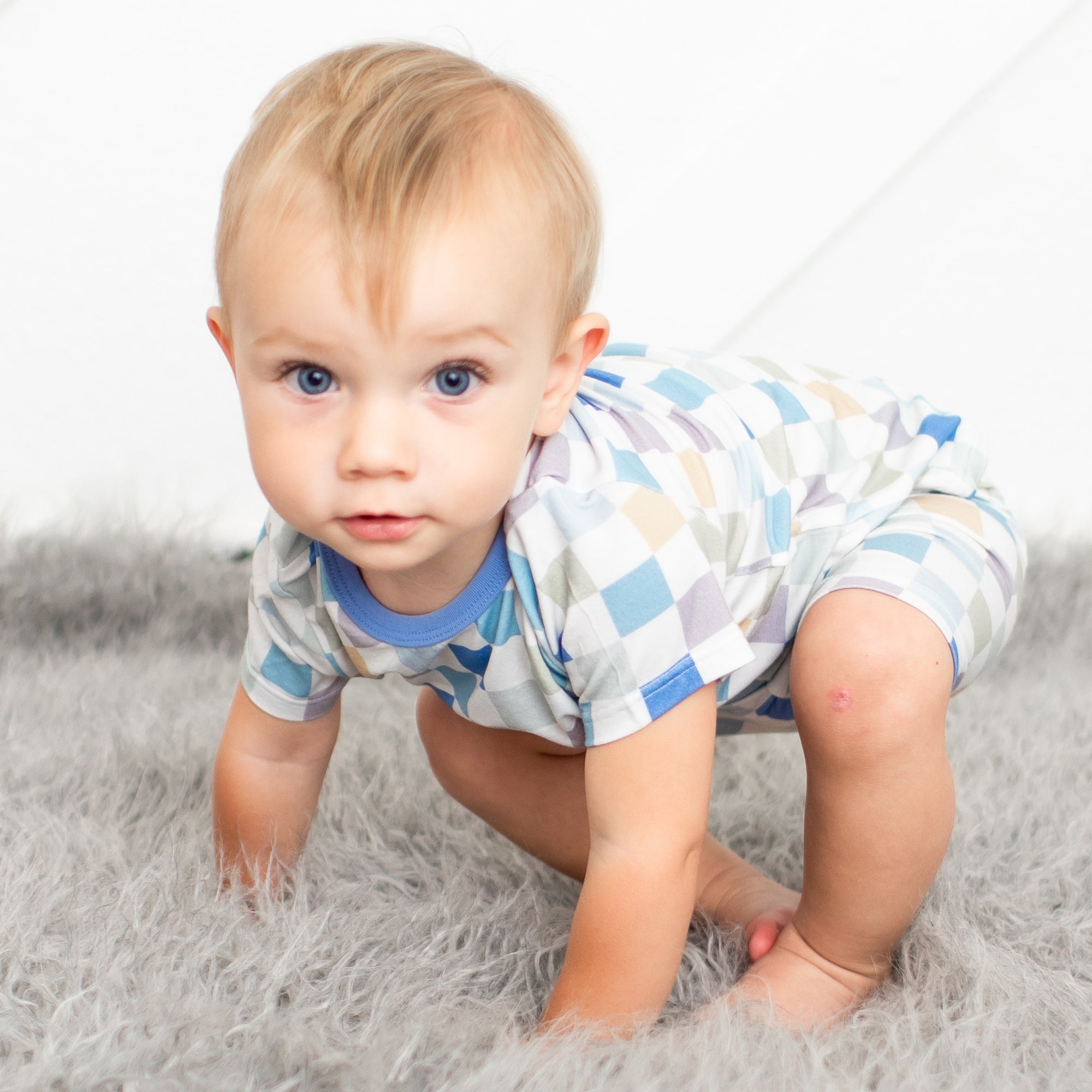 Blue Easter Checks Shorts PJ Set