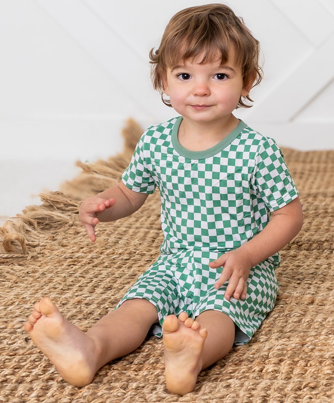 Emerald Checks Shorts PJ Set