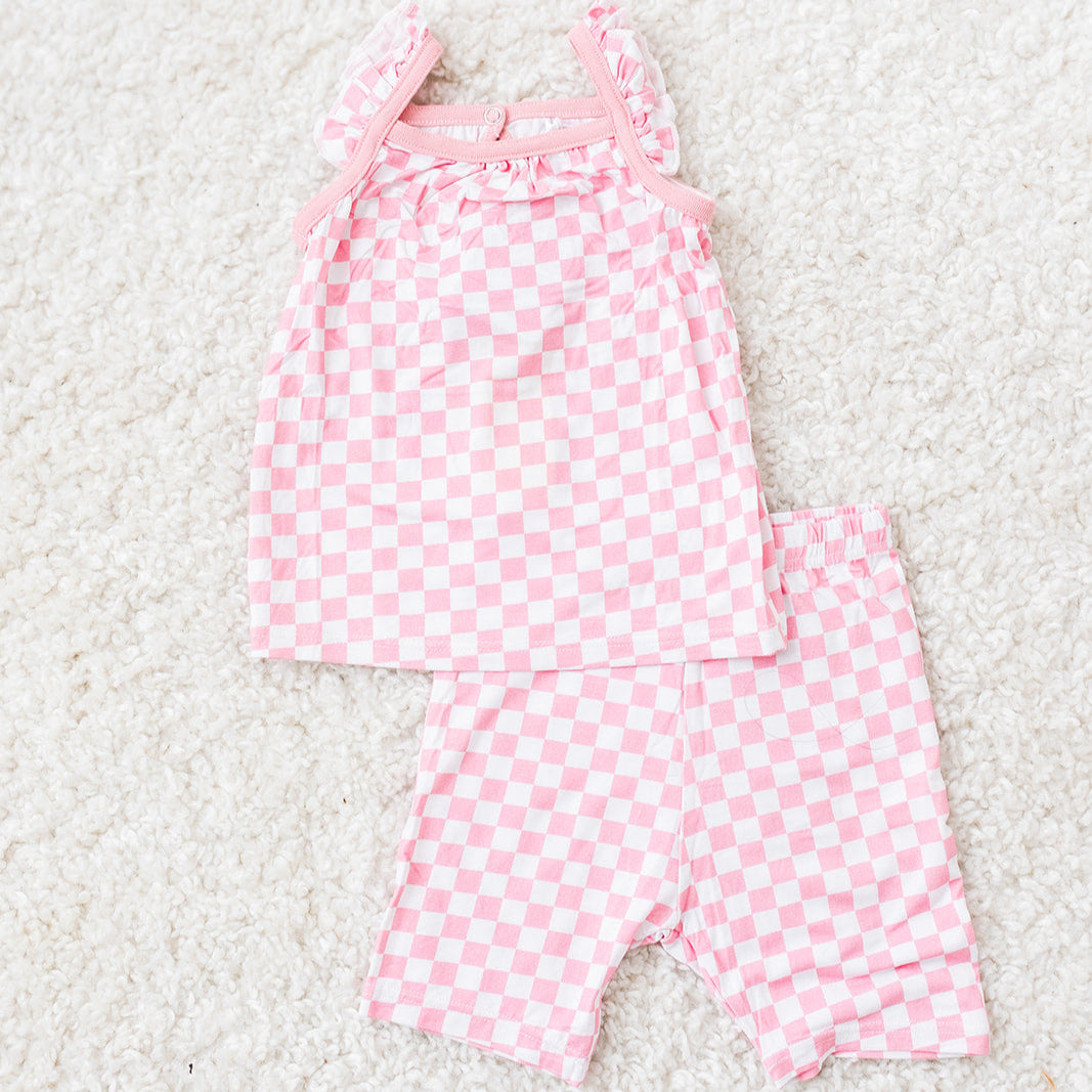 Pink Check Flutter Sleeve PJs