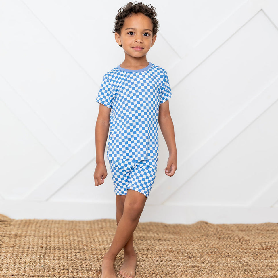 Blue Checks Shorts PJ Set