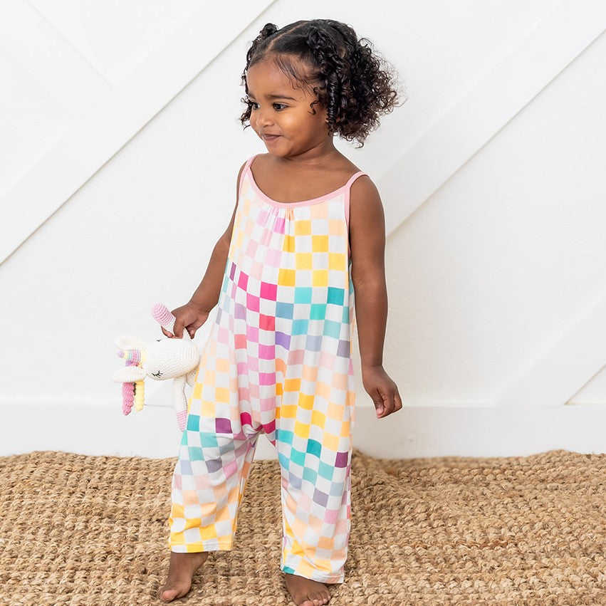 Pink Easter Checks Jumpsuit