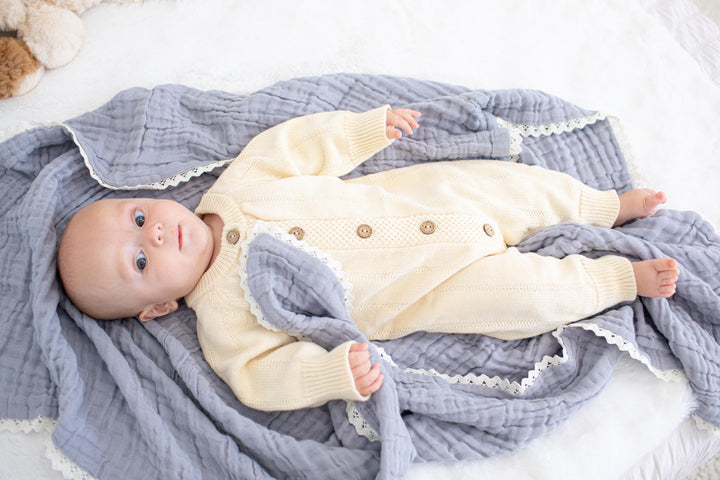 Pointelle Knit Romper in Buttercream