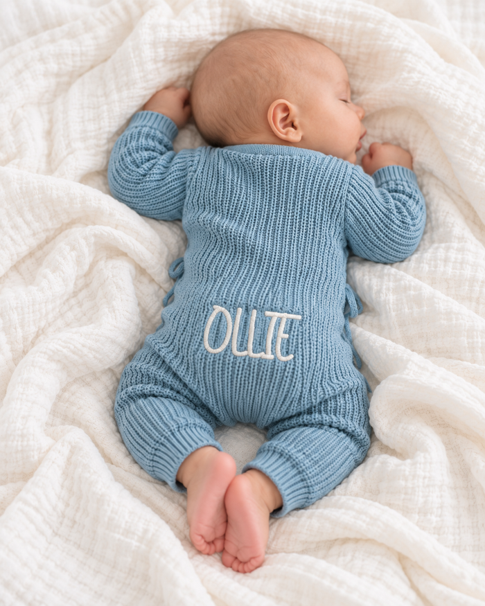 Chunky Knit Romper in Slate