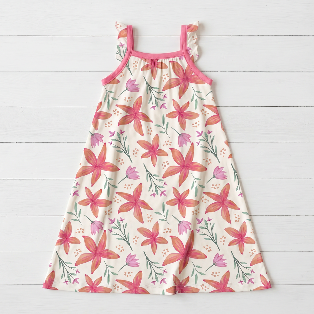 Sunset Leilani Flutter Sleeve Dress