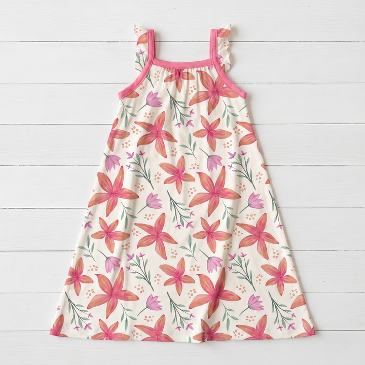 Sunset Leilani Flutter Sleeve Dress