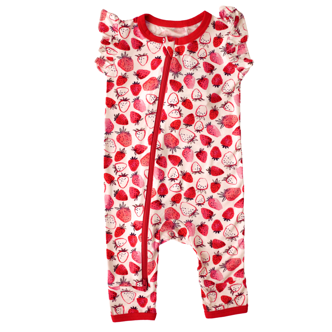 Strawberry Fields Flutter Romper