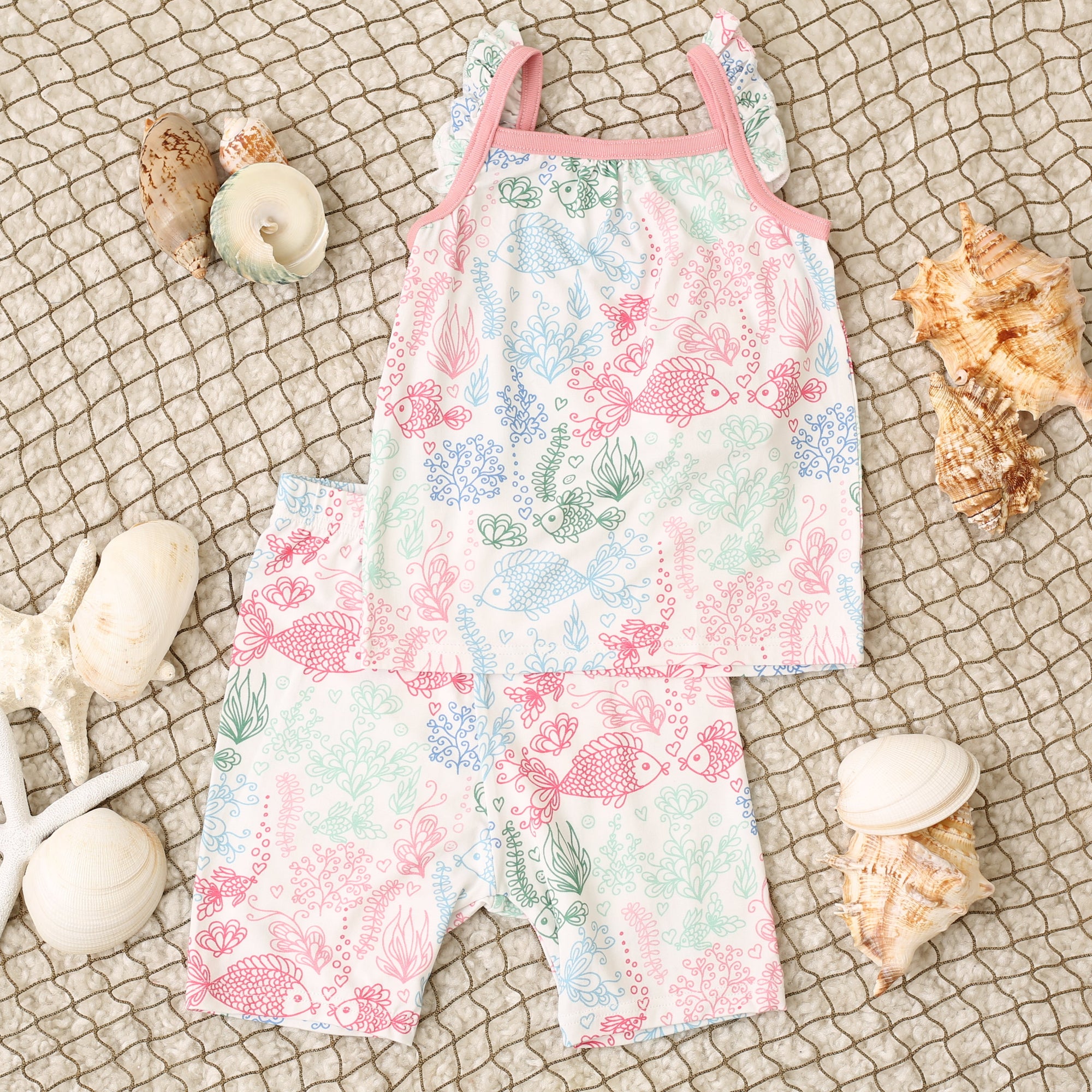 Koi Fish Flutter Sleeve Shorts PJs