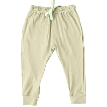 Light green baby pants on a white background