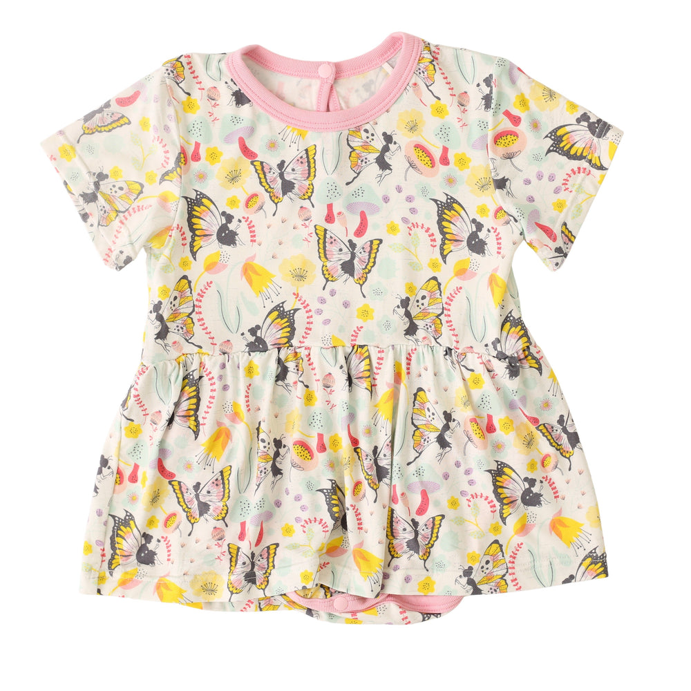 Children's dress with butterfly pattern on a white background