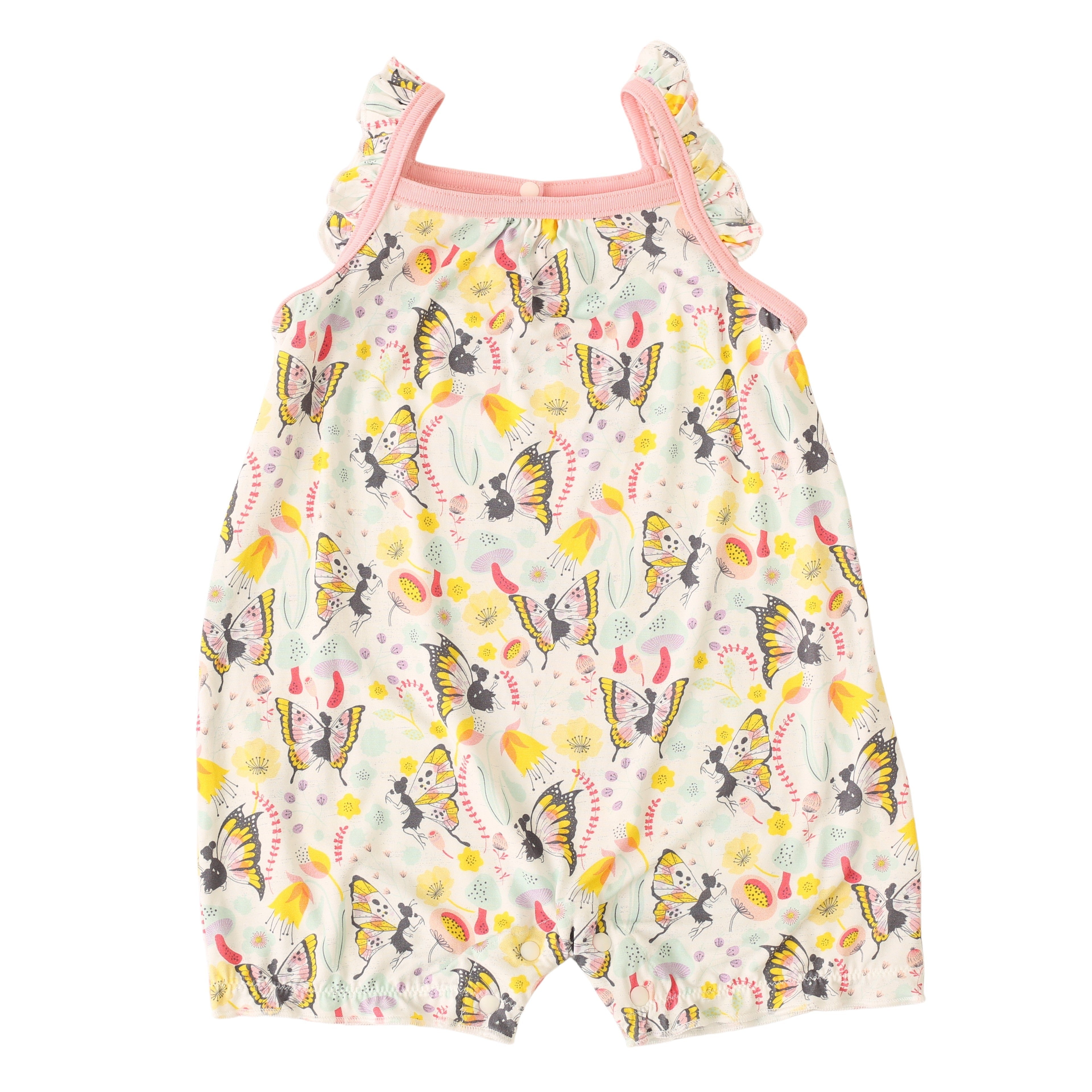 Children's romper with butterfly pattern on a white background