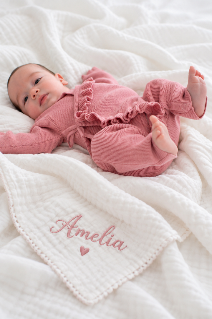 Ruffle Knit Romper in Dusty Rose