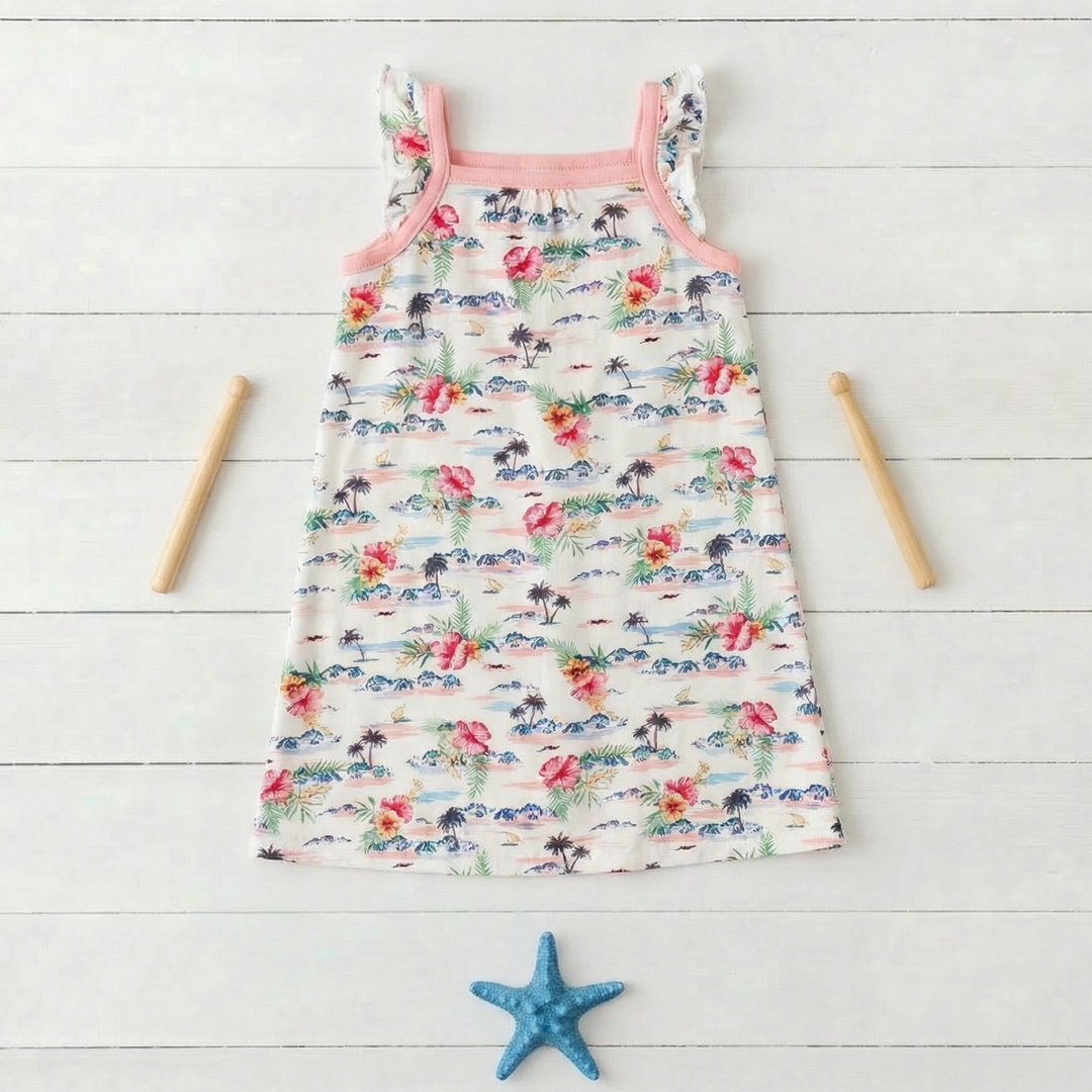 Bestaroo - Bamboo - Aloha Flutter Sleeve Dress