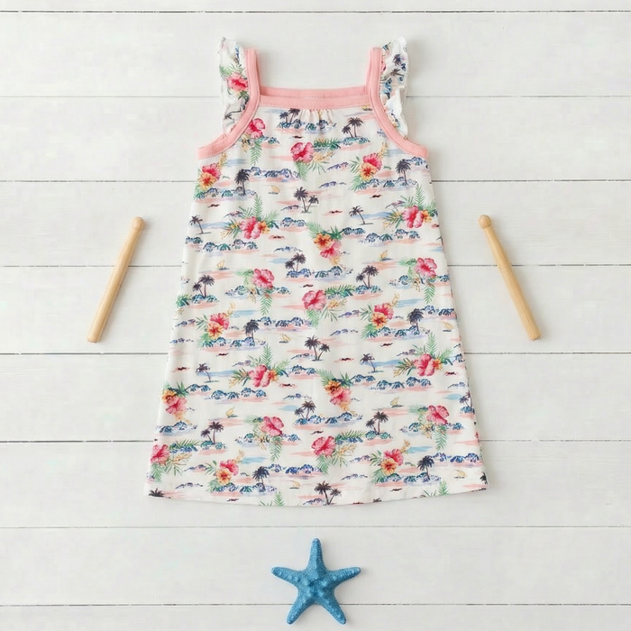 Bestaroo - Bamboo - Aloha Flutter Sleeve Dress