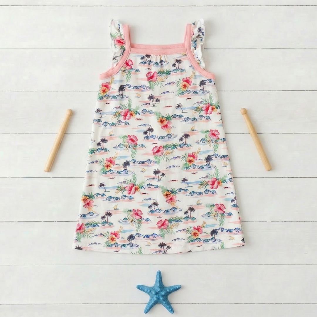 Aloha Flutter Sleeve Dress
