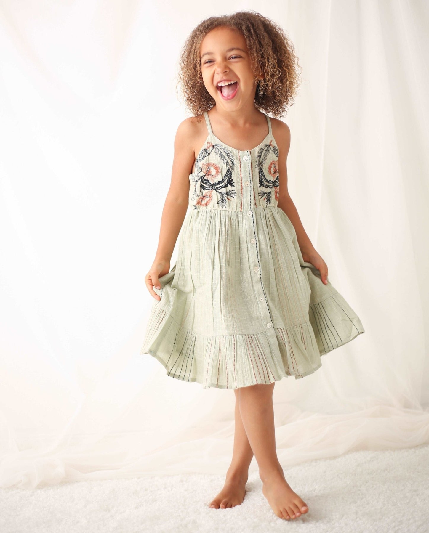 Bestaroo - Super - Soft - Bamboo - Amaya Mini Dress in Sage 4-5Y Bestaroo - Super - Soft - Bamboo - Amaya Mini Dress in Sage 4-5Y