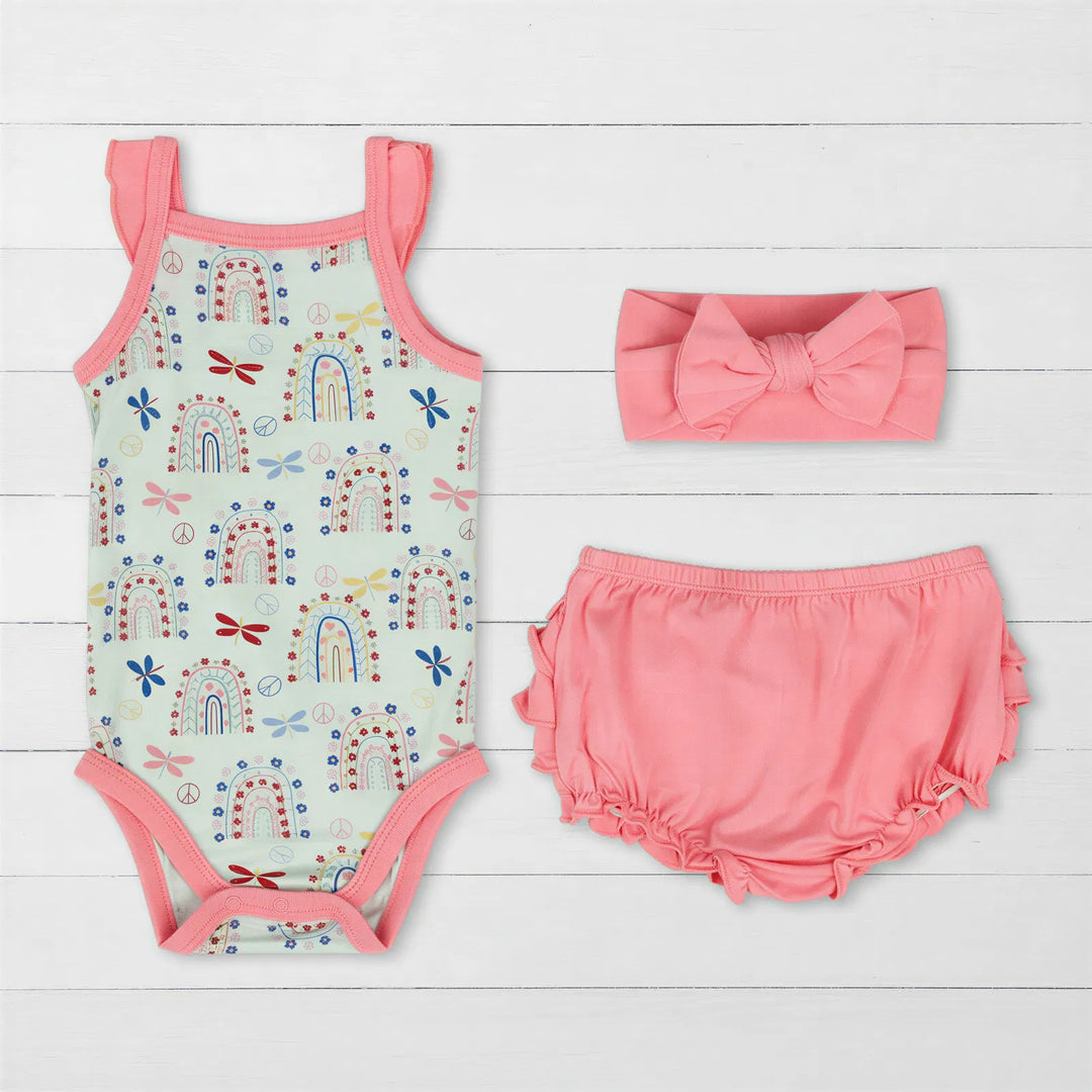 Rainbow Love Ruffle Bloomer Set