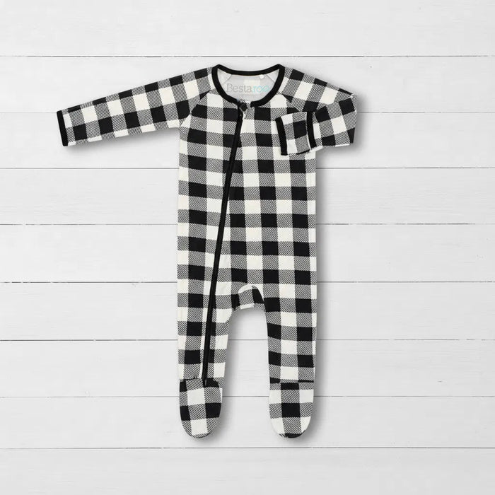 Black & White Plaid Footie - Bestaroo