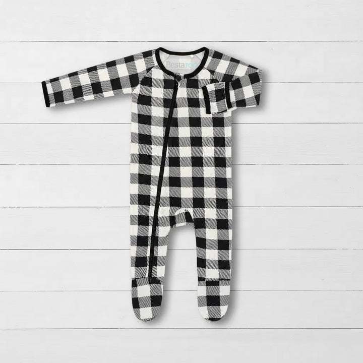 Black & White Plaid Footie