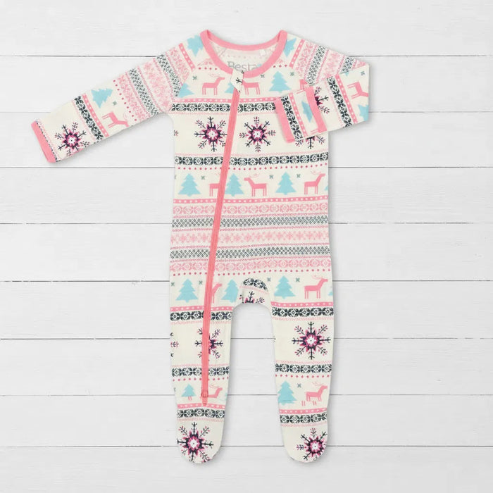 Holiday Reindeer Pink Footie - Bestaroo
