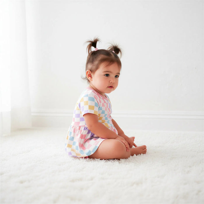 Pastel Checks Bodysuit Dress - Bestaroo