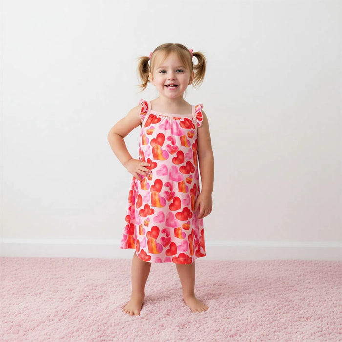 Love Hearts Flutter Sleeve Dress - Bestaroo