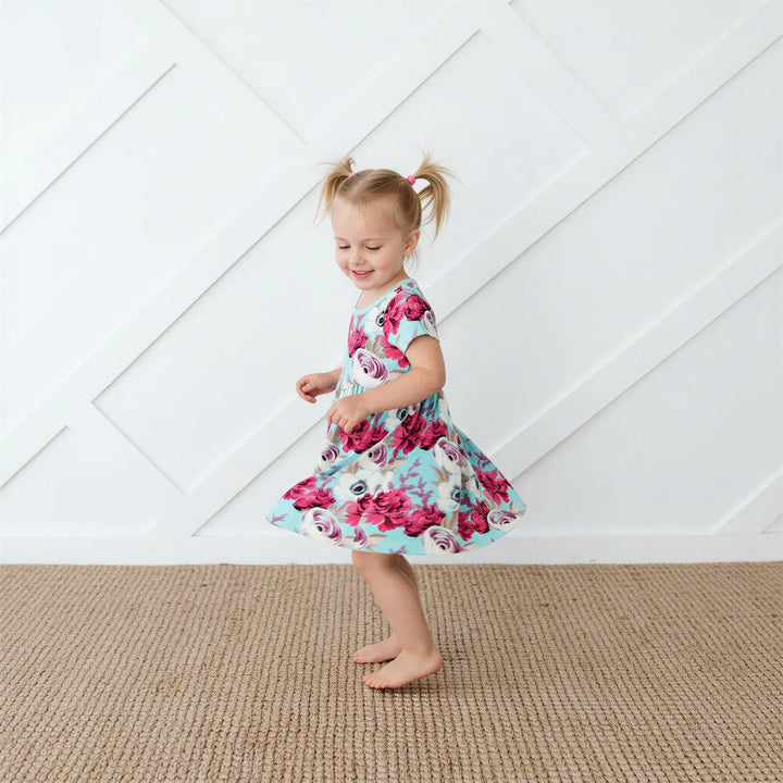 Floral Magenta Aqua Splash Dress