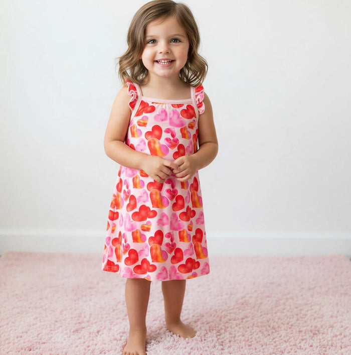 Love Hearts Flutter Sleeve Dress - Bestaroo