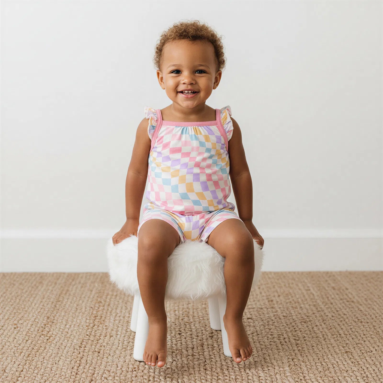 Bestaroo - Super - Soft - Bamboo - Pastel Checks Bubble Romper