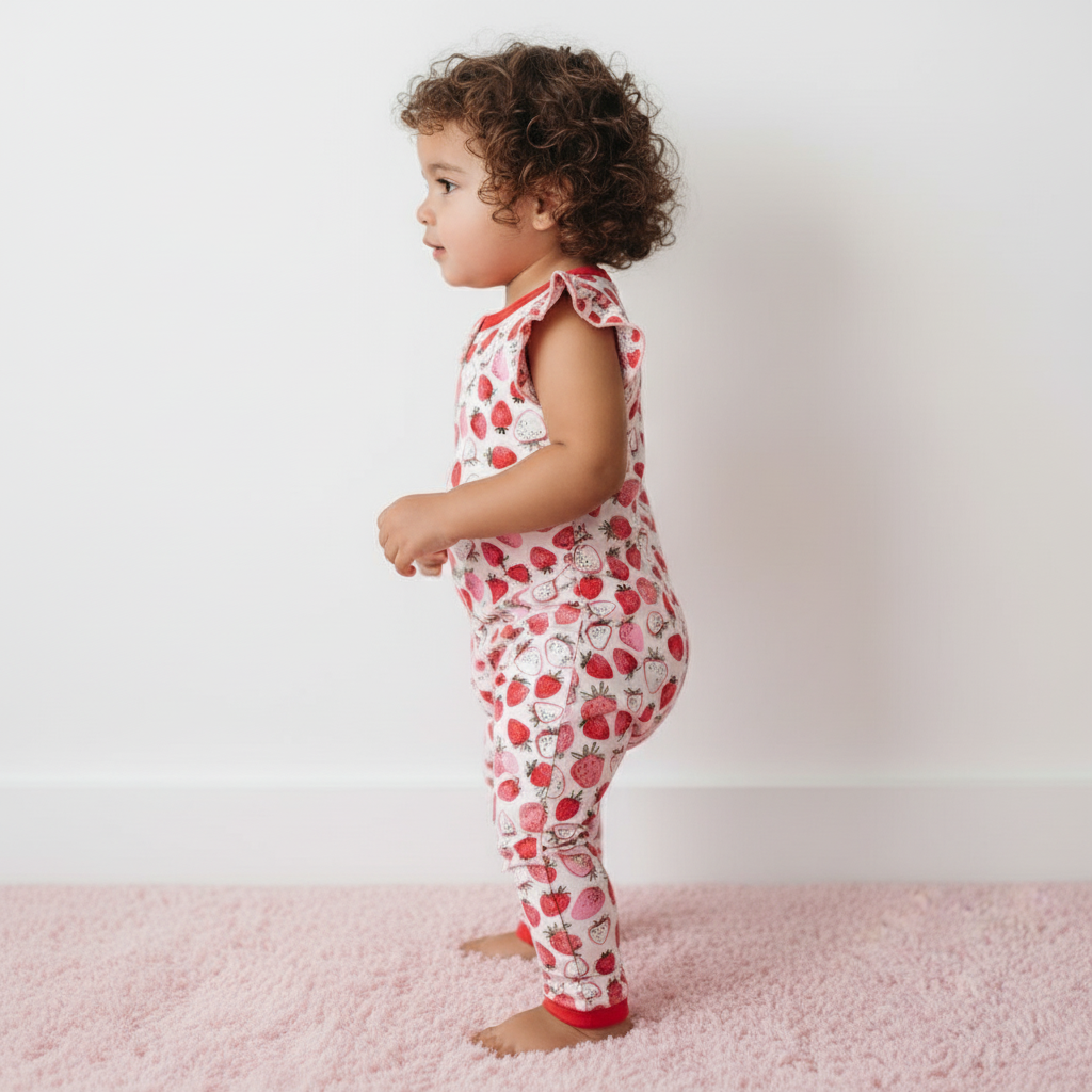 Strawberry Fields Flutter Romper