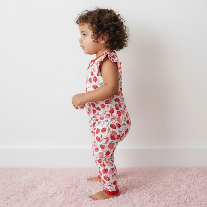 Strawberry Fields Flutter Romper