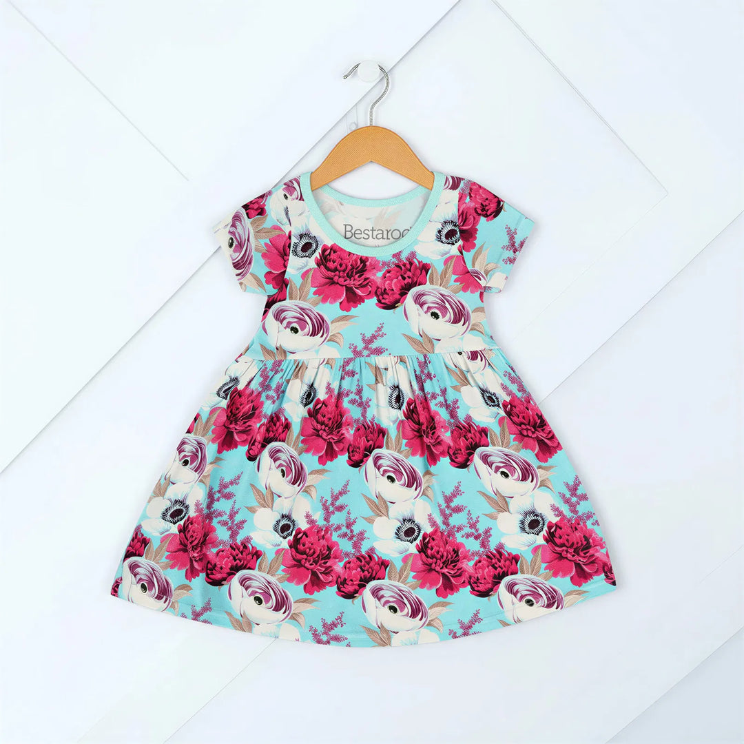 Floral Magenta Aqua Splash Dress