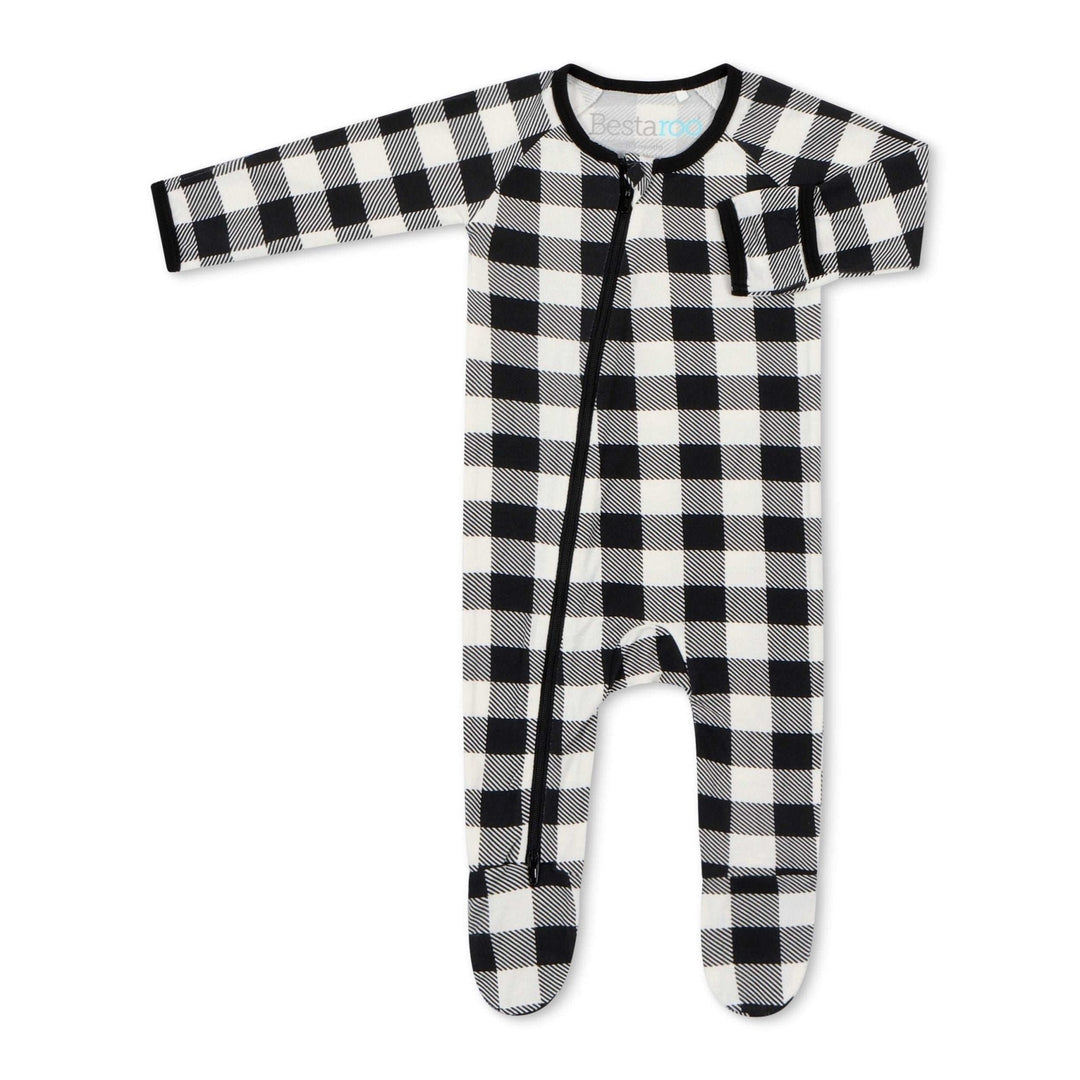 Bestaroo - Bamboo - Black &amp; White Plaid Footie