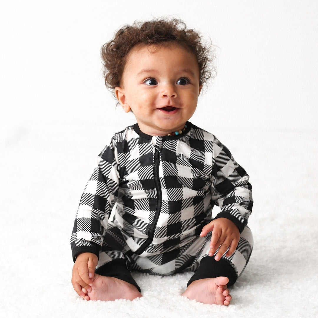 Bestaroo - Bamboo - Black &amp; White Plaid Romper