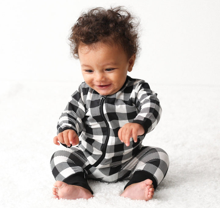 Bestaroo - Bamboo - Black &amp; White Plaid Romper
