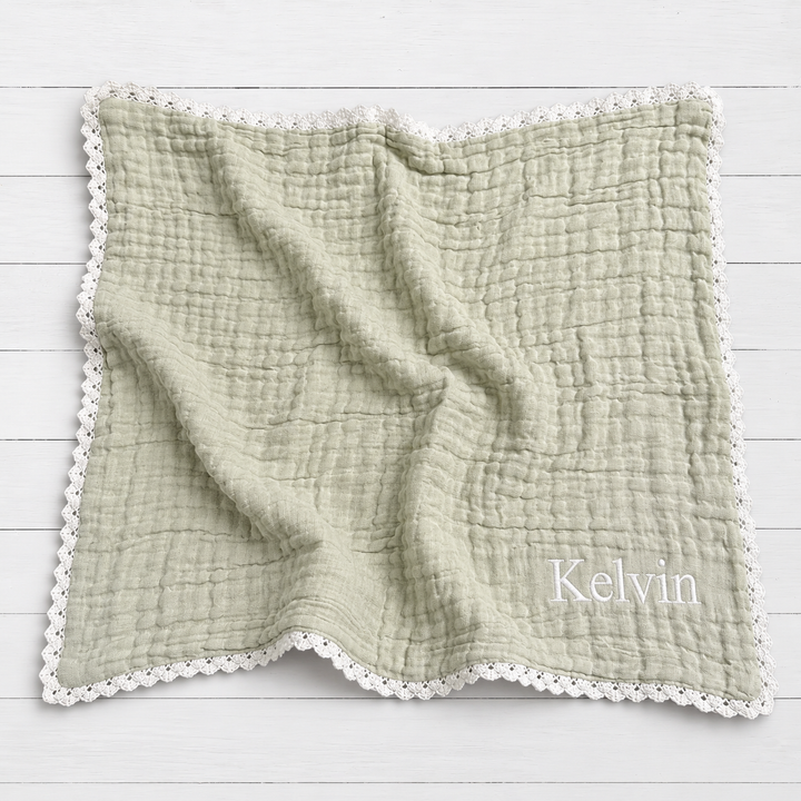 Organic Muslin Blanket in Sage