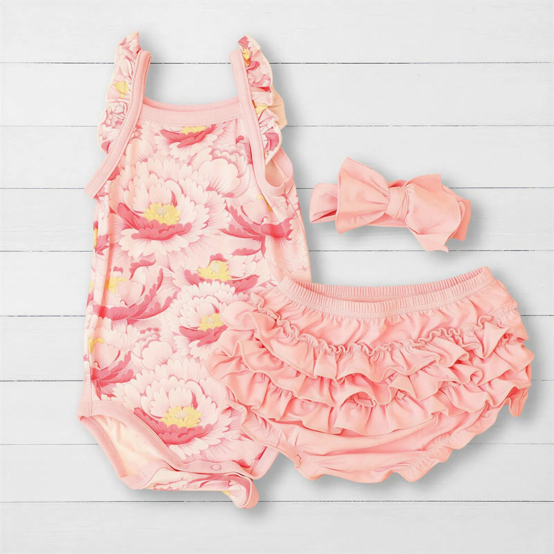 Bestaroo - Bamboo - Blush Dreams Floral Ruffle Bloomer Set